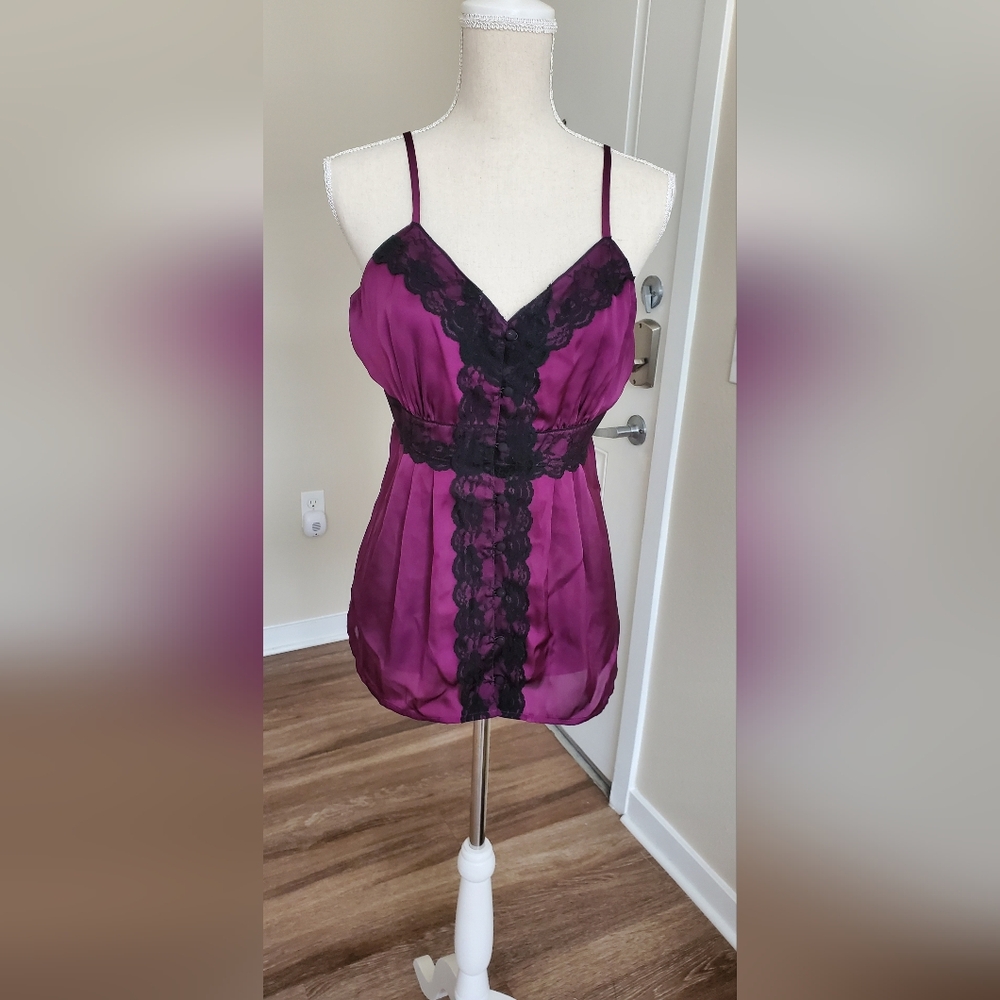 Apt. 9 Purple and Black Lace Tank Top Size L